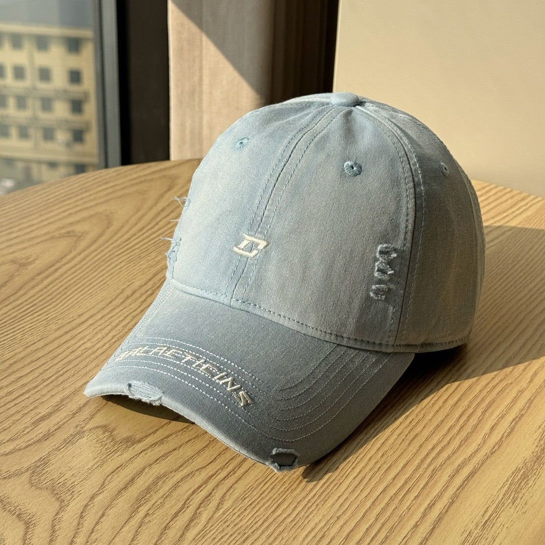 Men's Distressed Denim Baseball Cap Bowlift
