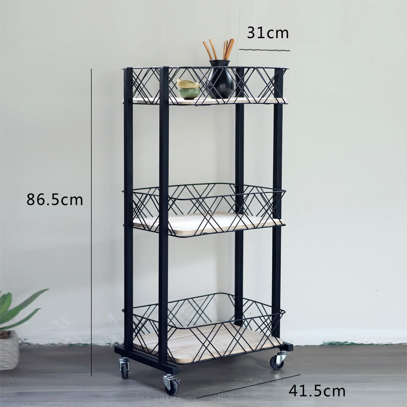 Modern rolling cart with three shelves and wheels Bowlift