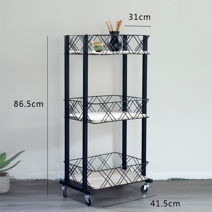 Modern rolling cart with three shelves and wheels Bowlift