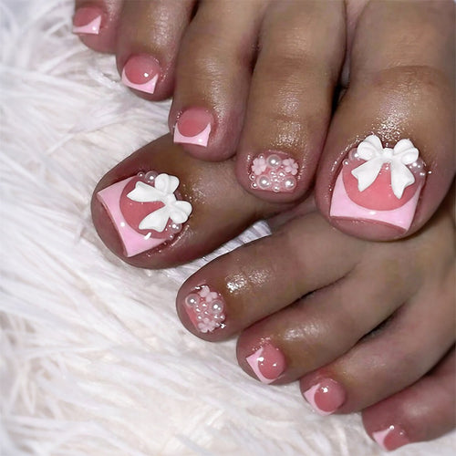 Artificial nail set with romantic bow design Bowlift