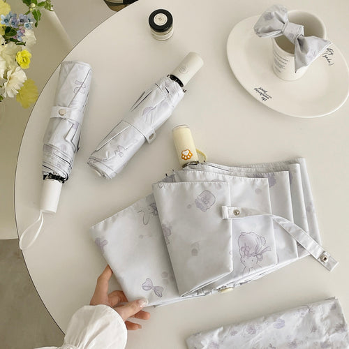 Ladies automatic folding umbrella with loving animal motif Bowlift