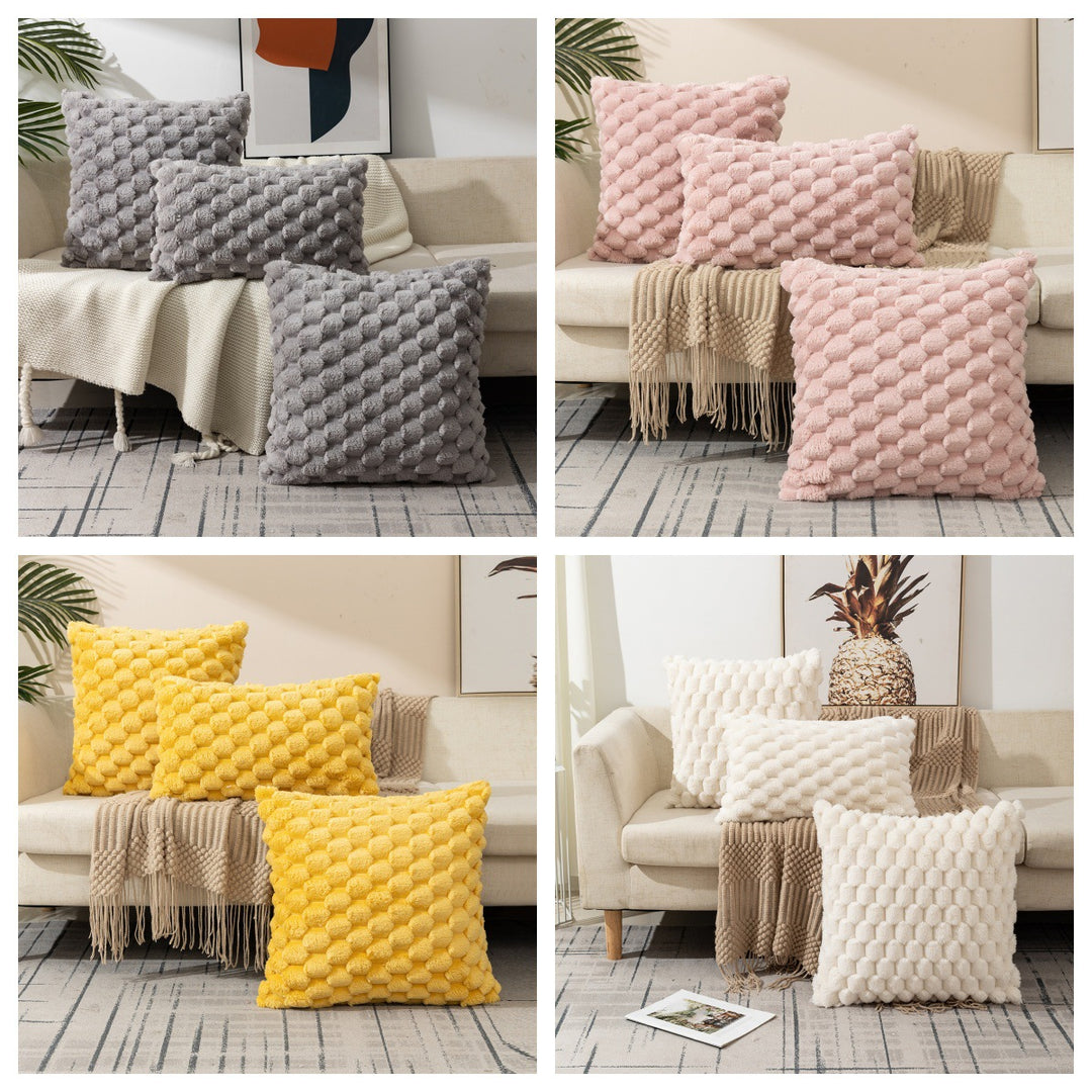 Plush Honeycomb Textured Throw Pillow Cover Set Bowlift