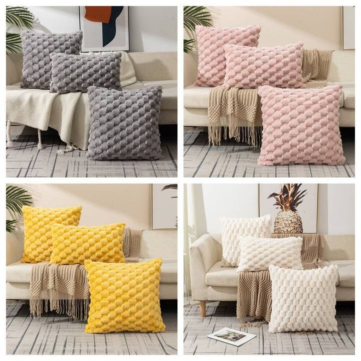 Plush Honeycomb Textured Throw Pillow Cover Set Bowlift