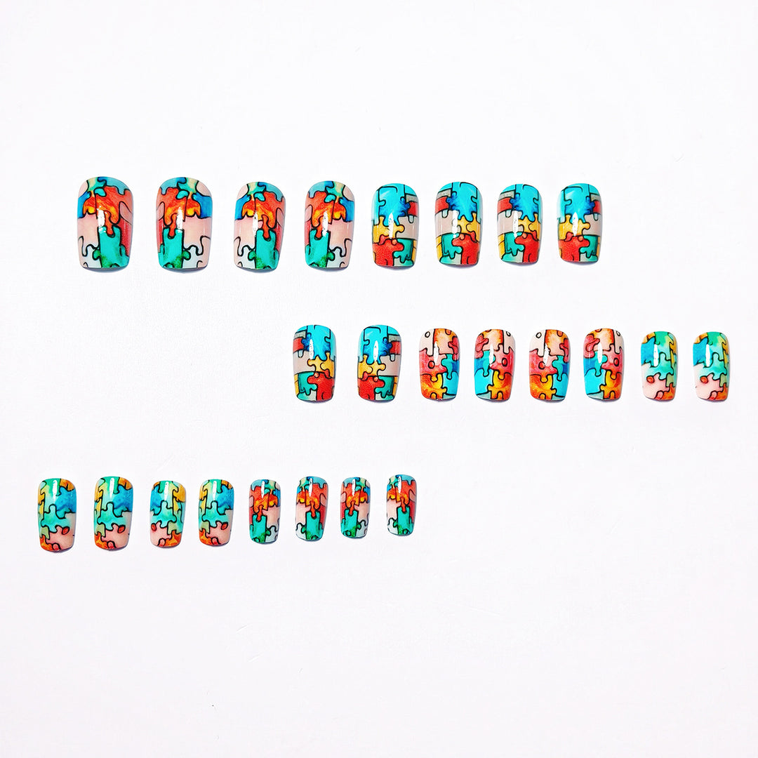 Puzzle-Themed Nail Art Bowlift
