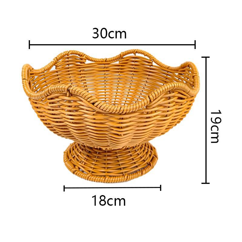 Unisex Rattan Fruit Bowl with Elegant Wave Lines Bowlift