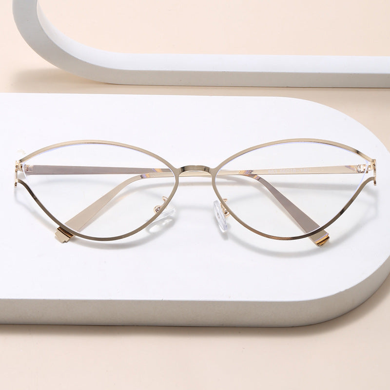 Fashionable Cat-Eye Sunglasses with Thin Metal Frame Bowlift