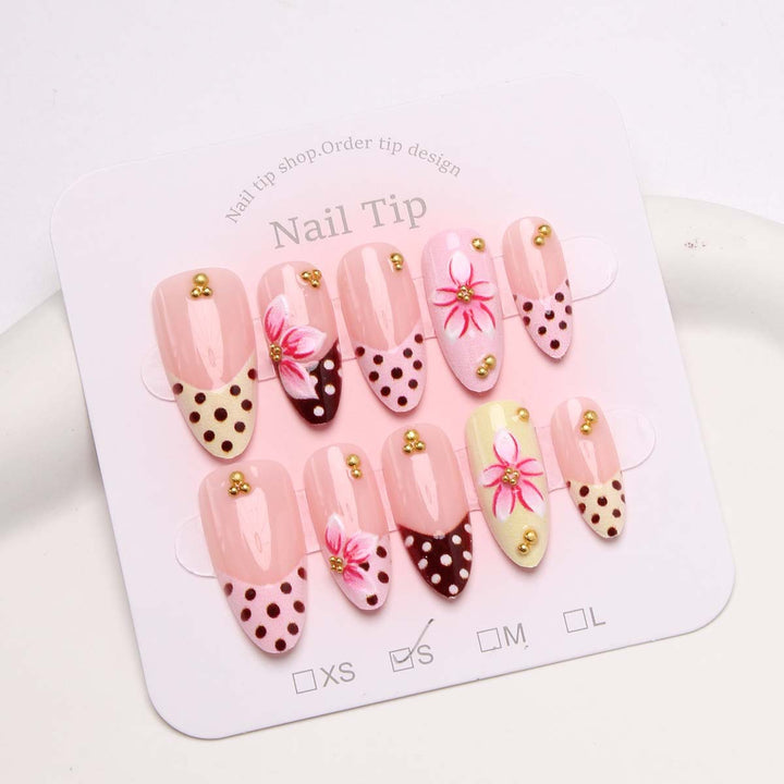 Artistic Floral Press-On Nail Tips Bowlift