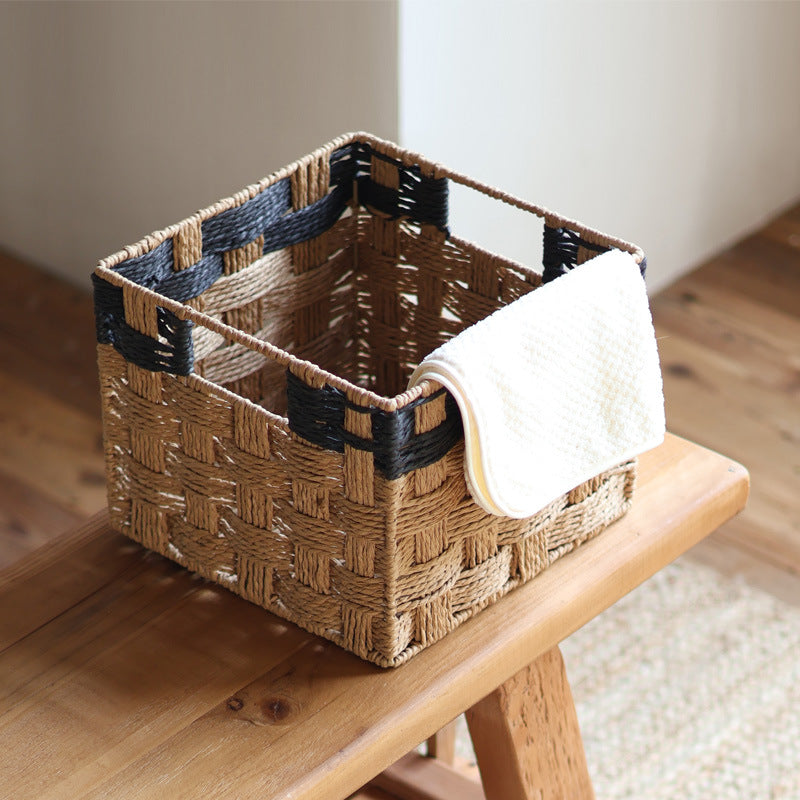 Square storage basket made of natural material Bowlift