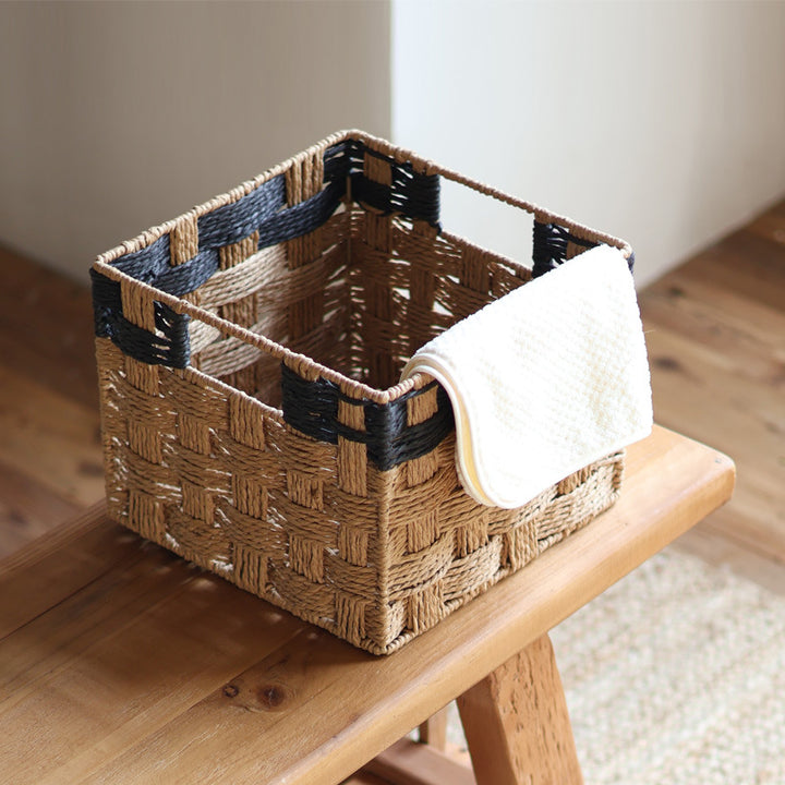 Square storage basket made of natural material Bowlift