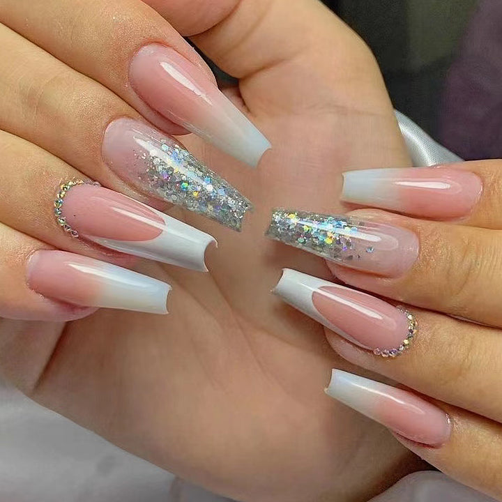 Artful Gel Nails with Glitter and Ombre Effect Bowlift