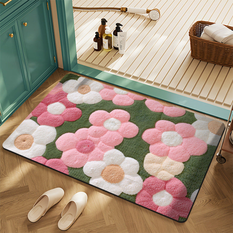 Floral Motif Bath Mat Bowlift