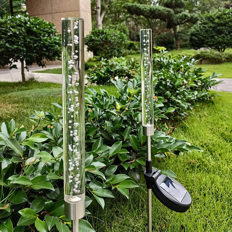 RGB Bubbling Acrylic Garden Stake With Adjustable Stainless Steel Spike And Dusk-To-Dawn Sensor Bowlift