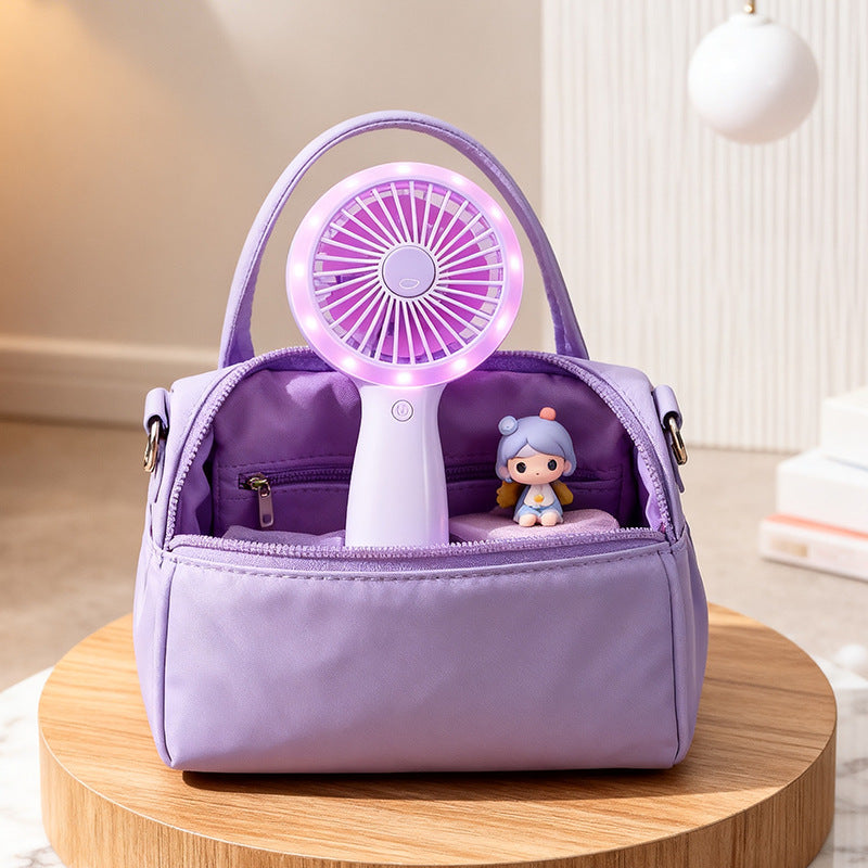 Women's portable hand fan with LED lighting and USB connector Bowlift