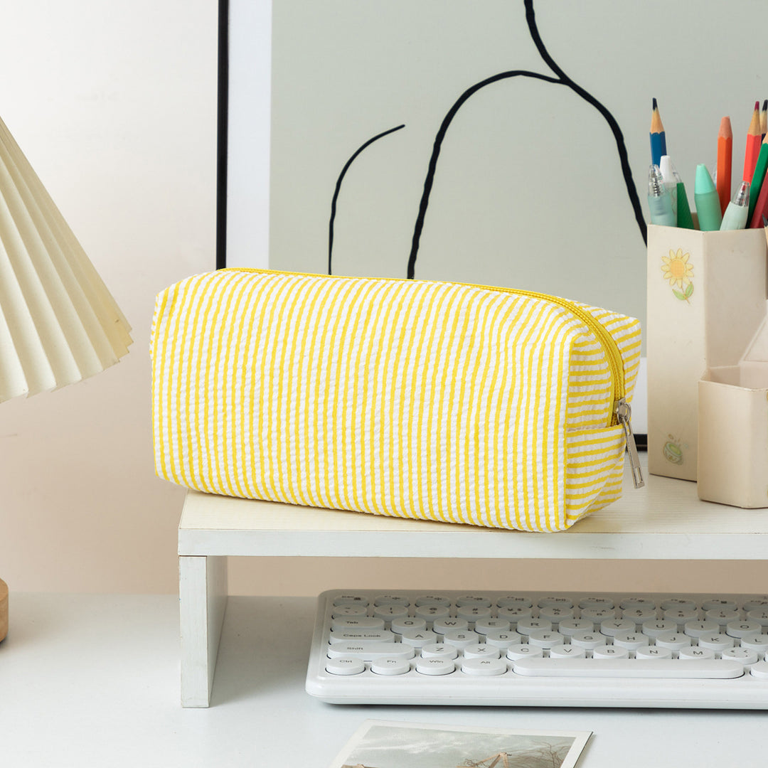 Striped Zippered Pencil Case Bag Bowlift