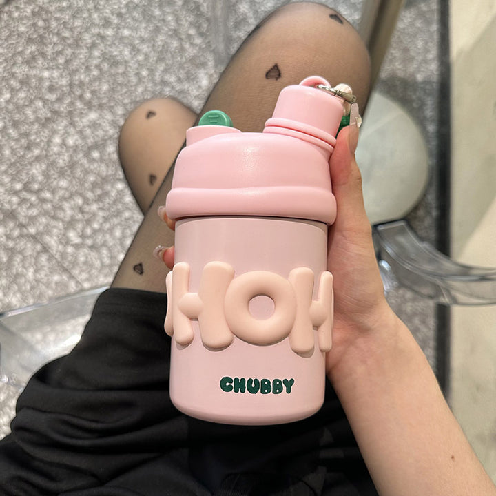 Ladies insulated water bottle with ergonomic carrying handle and cheerful design Bowlift