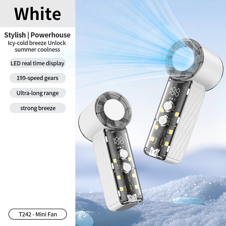 Women's nan compact rechargeable handheld cooling fan with LED real time display and multi-speed Bowlift