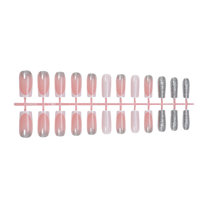 Elegant Press-On Nail Set with Glittering Tips Bowlift