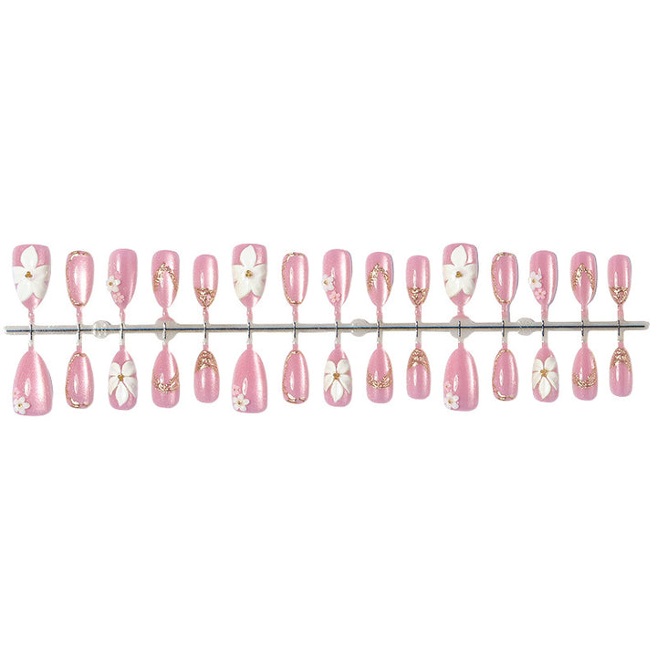Elegant Floral Design Press-On Nail Set Bowlift