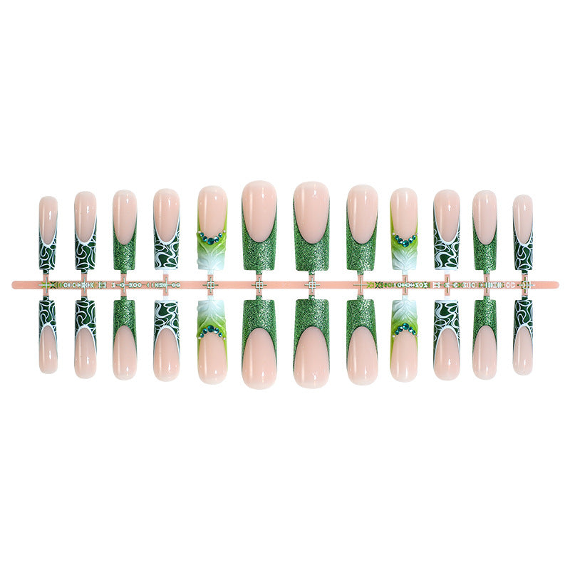 Artificial nail set with elegant glitter and specific designs Bowlift