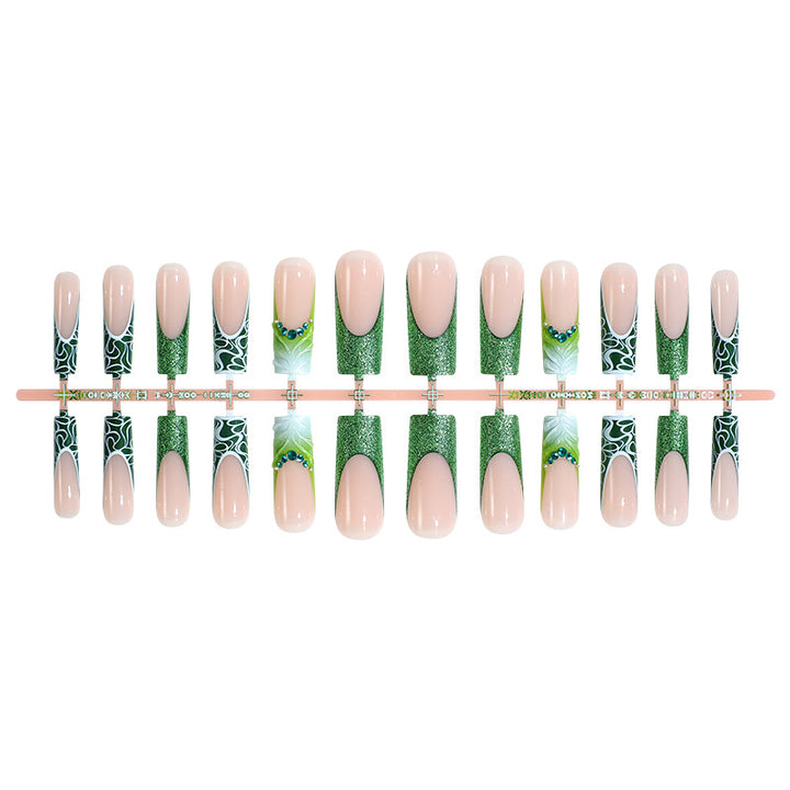 Artificial nail set with elegant glitter and specific designs Bowlift