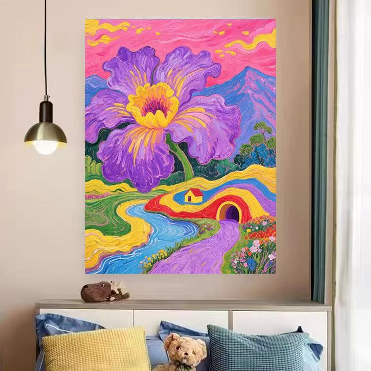 Vibrant Floral Landscape Canvas Art Print Bowlift