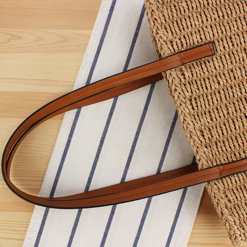 Handbag Made of Natural Wicker with Leather Handles Bowlift