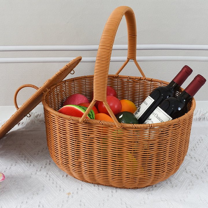 Artisan Woven Picnic Basket Bowlift
