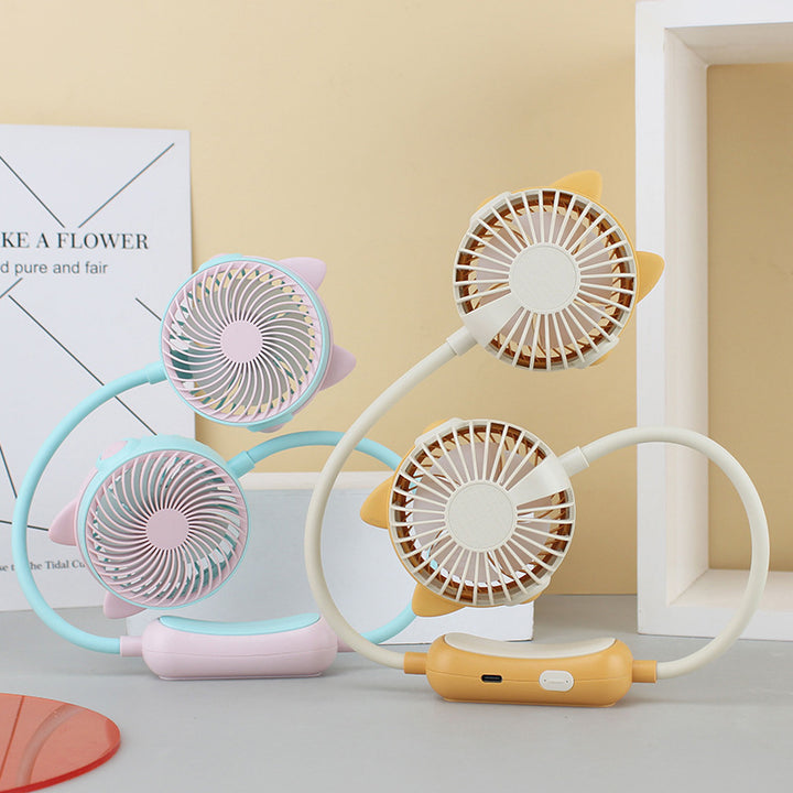 Ladies Portable Neck Fan with Flexible Mount and Dual Fan System Bowlift