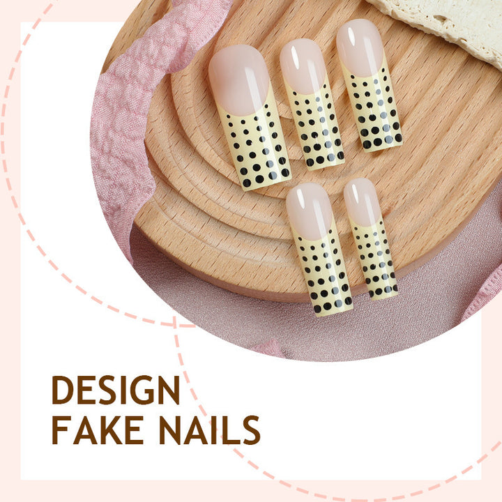 Artificial nail set with elegant dots and glitter accents Bowlift