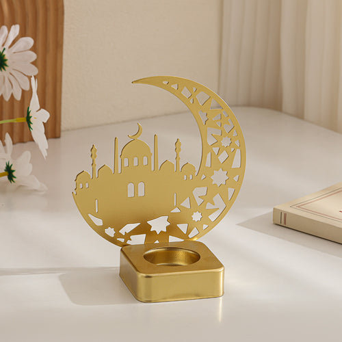 Decorative Crescent Mosque Metal Tealight Candle Holder Bowlift
