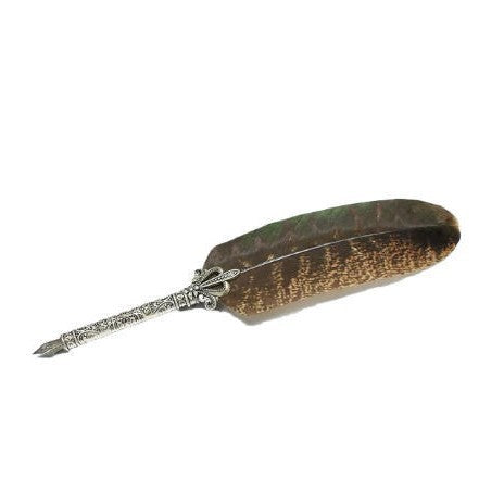 Vintage goose feather with elegant silver tip
