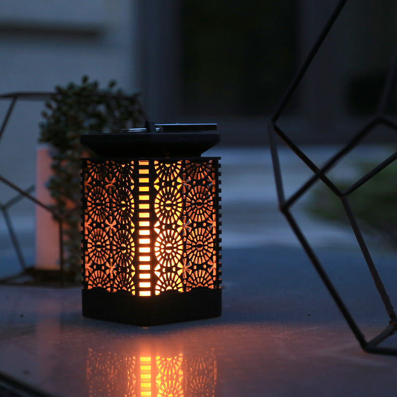 Solar Powered Decorative Metal Lantern With Flickering LED Flame Effect Bowlift