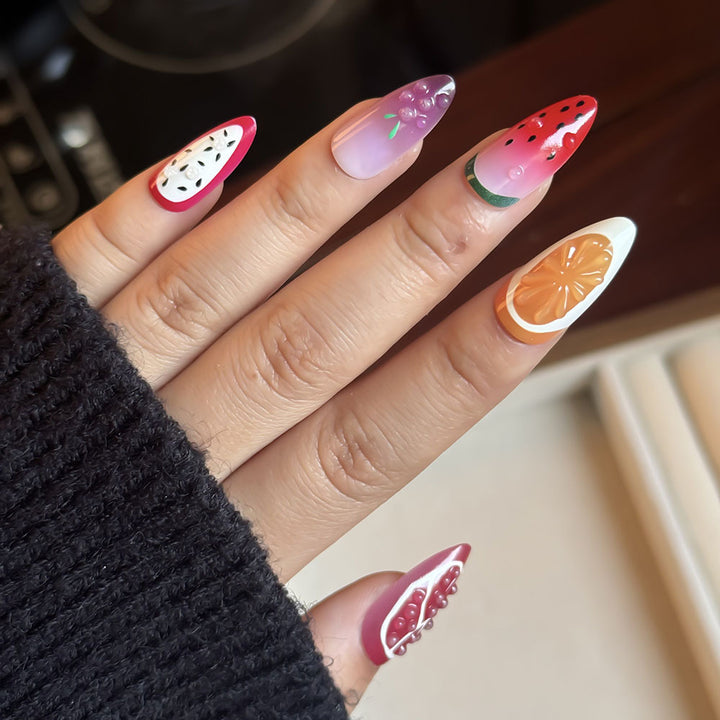 Fruit-Themed Press-On Nail Set Bowlift