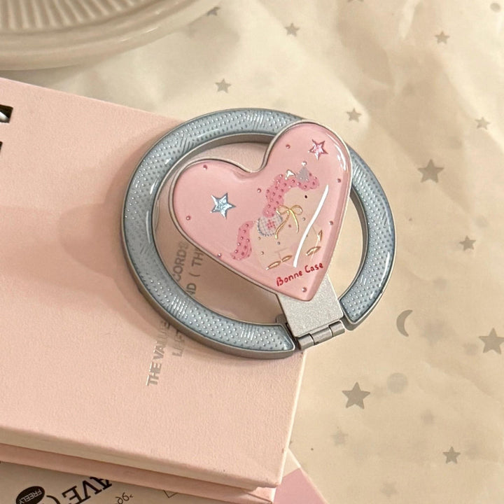 Hand mirror in heart-shaped design with unicorn motif Bowlift
