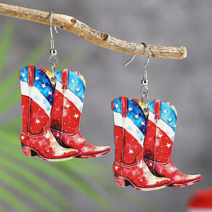 Women's eye-catching statement earrings can shape with flag motif Bowlift