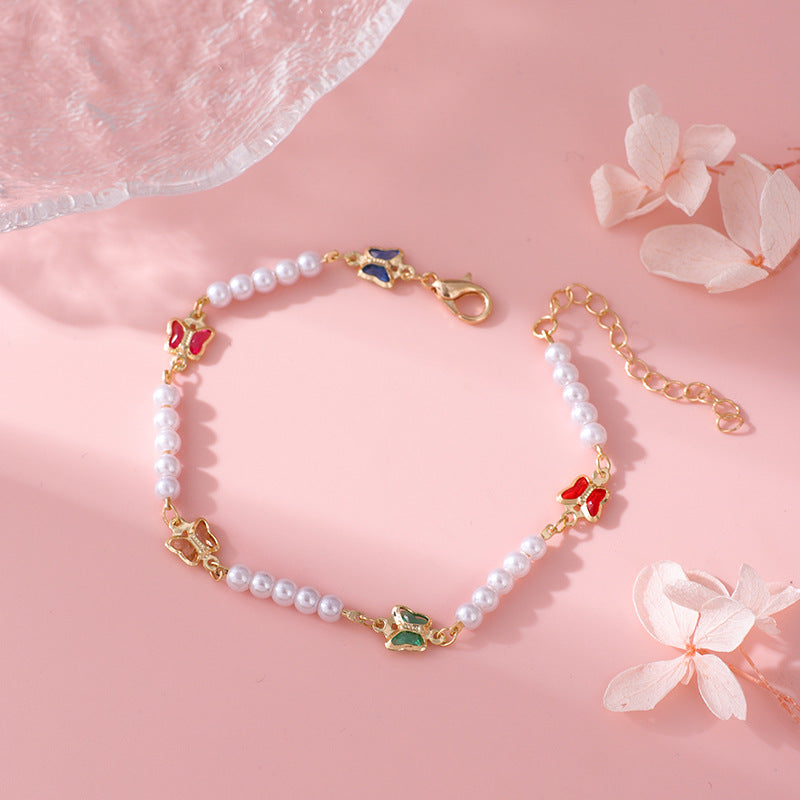 Pearl and Colorful Evil Eye Bracelet Bowlift