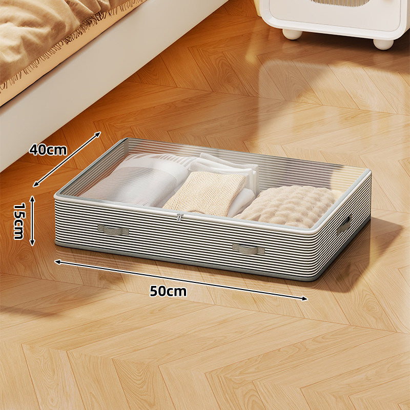 Under-Bed Low-Profile Mesh Storage Organizer with Transparent Zipper Lid