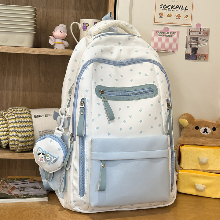 Backpack with Charming Star Applications and Practical Compartments Bowlift