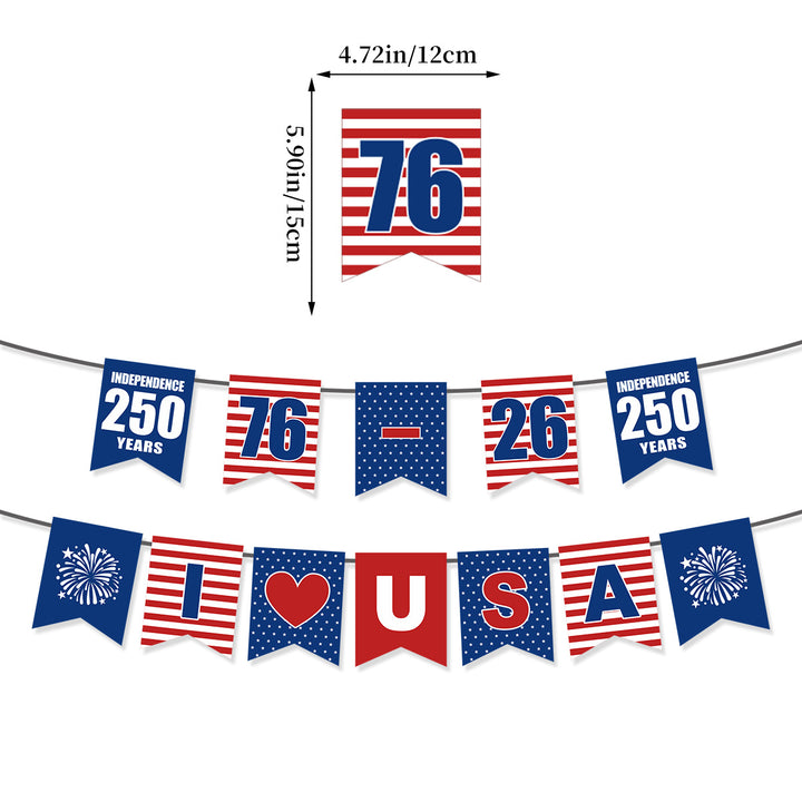 Unisex nan patriotic star and stripe multi-strand bunting garland banner set Bowlift