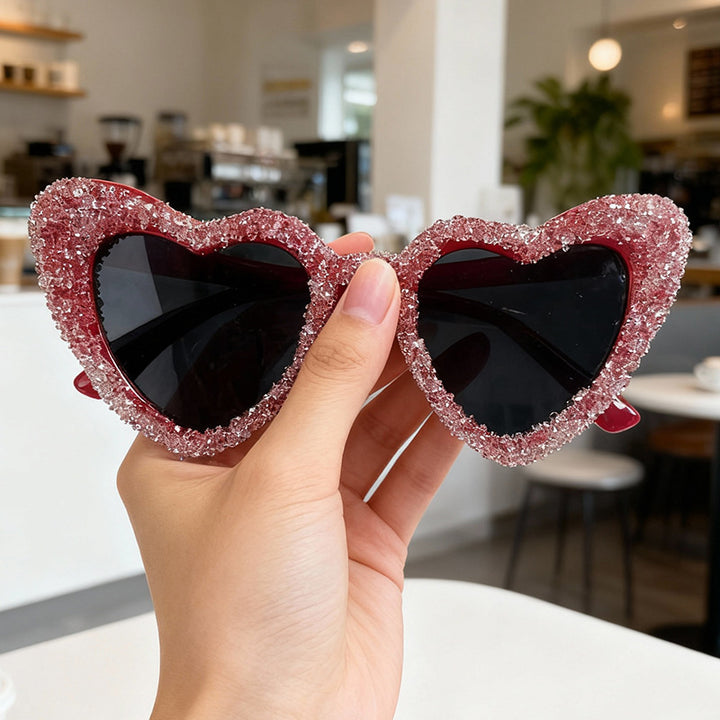 Sparkling Heart-Shaped Sunglasses Bowlift