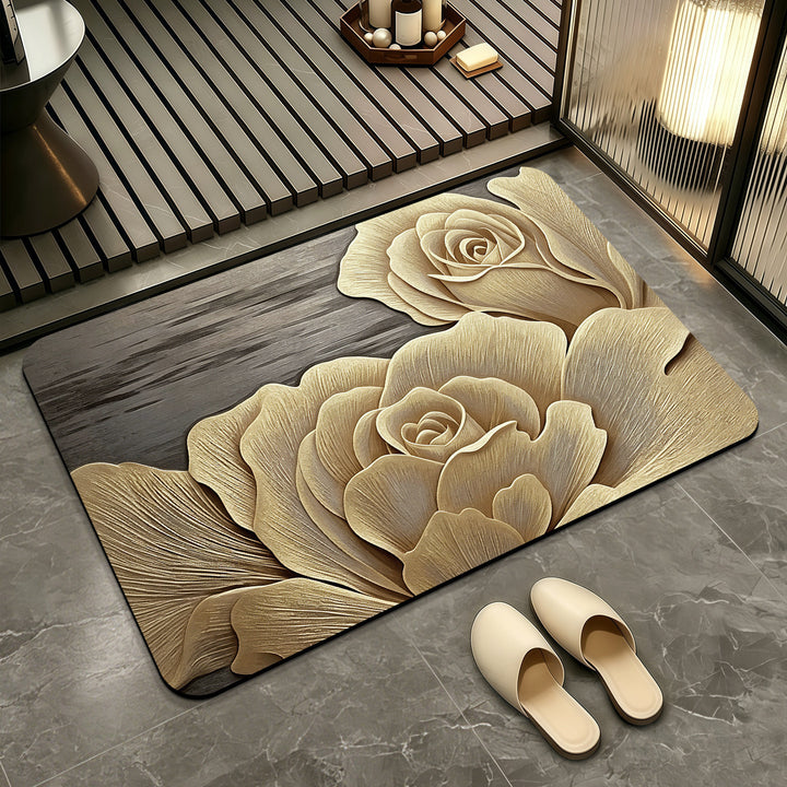 Elegant Floral Patterned Bath Mat Bowlift