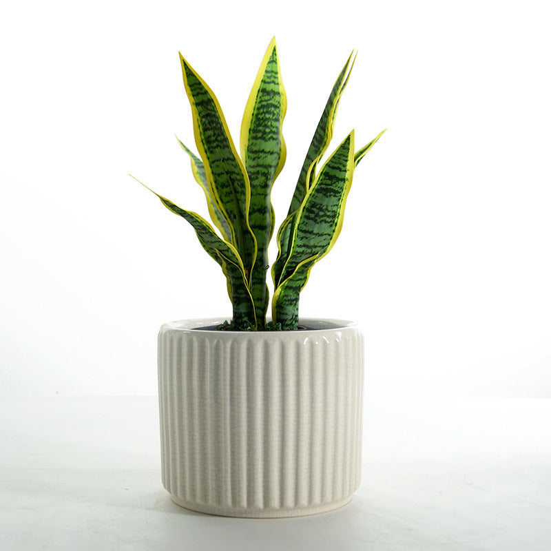 Elegant ceramic flower pot with ribbed structure Bowlift
