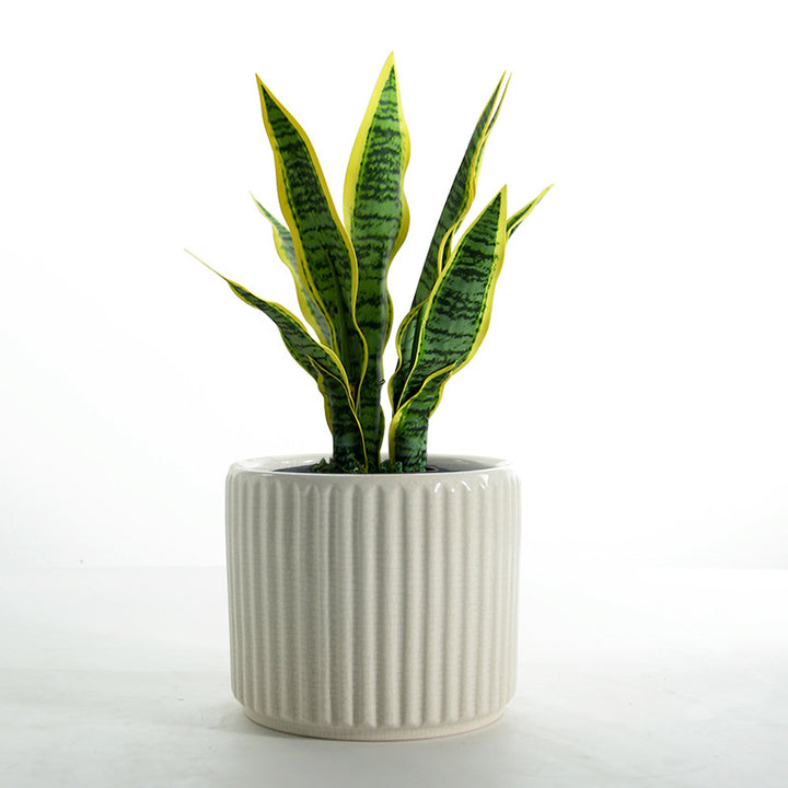 Elegant ceramic flower pot with ribbed structure Bowlift