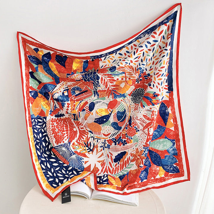 Women's silk scarf in elegant botanical design Bowlift