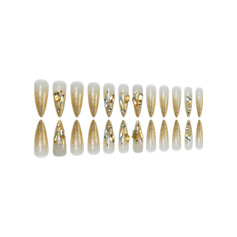 Glamorous Stiletto Press-On Nails with Glitter Accents Bowlift
