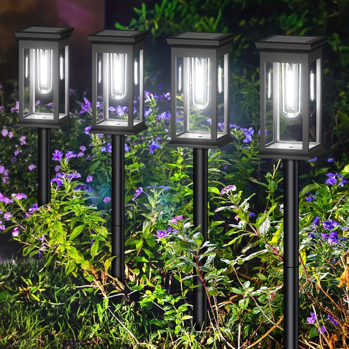 LED Garden Stake Lantern With Frosted Acrylic Panel And Weatherproof Metal Frame Bowlift