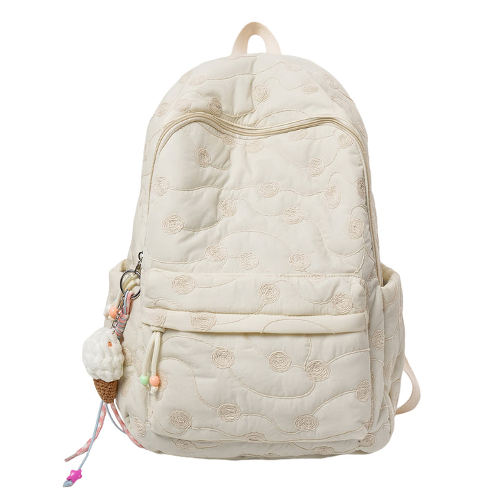 Quilted Embroidered Backpack