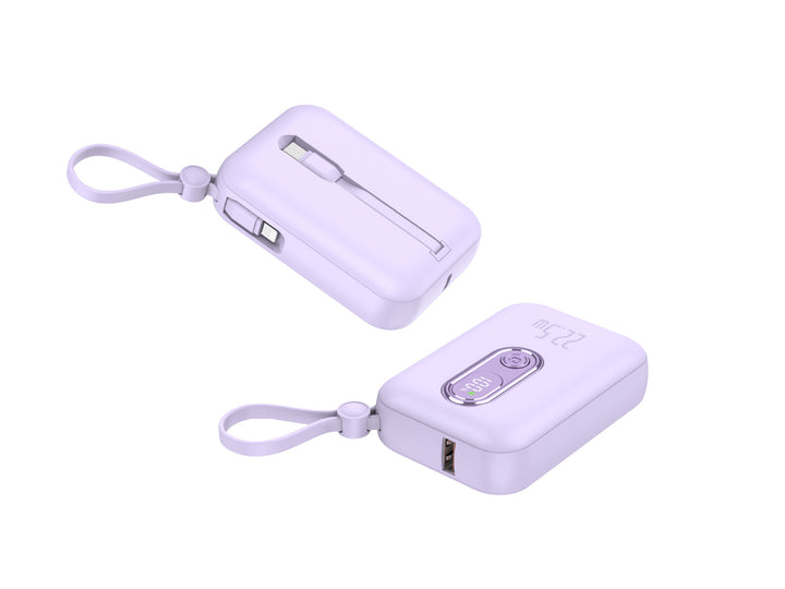 Portable power bank with integrated USB-C port and digital charge status display Bowlift