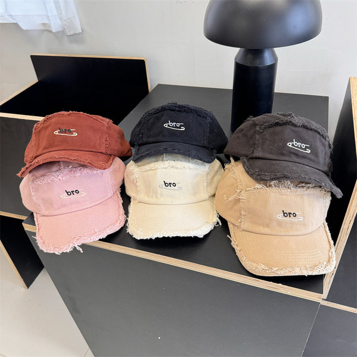 Men's Distressed Denim Snapback Cap Bowlift