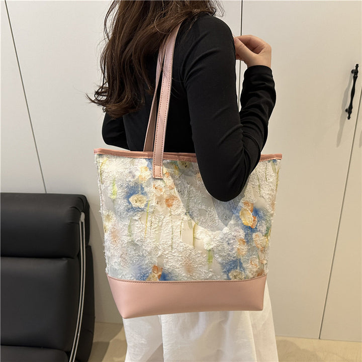 Artistic Floral Embroidered Tote Bag Bowlift
